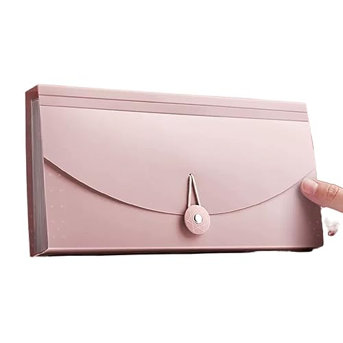 カラーファイルフォルダー スモールフォルダー 多層請求書オーガナイザー 請求書ホルダー 大容量 分類データバッグ 多機能 シングルドキュメントファイルバッグ 財布 フォルダー(ピンク)