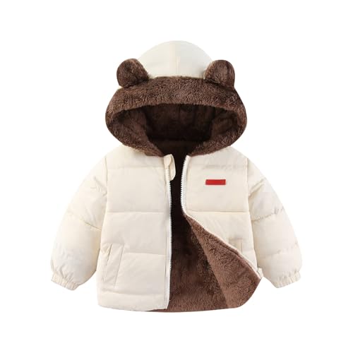 Boys Girls 𝗦𝗵erpa Lined Jacket Hooded Thicken Windproof 𝗧𝗲ddy Outerwear Winter Fleece Coat with Pocket