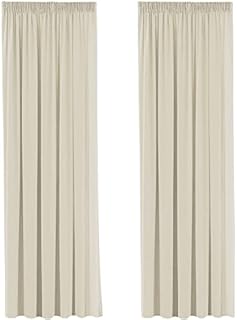 Pencil Pleat Blackout Window Curtains for Room Darkening & Privacy Protected Decorative Window Treatments Drapery for Living Room - Beige, Energy Saving & Noise Reducting, 90" Width x 72" Drop