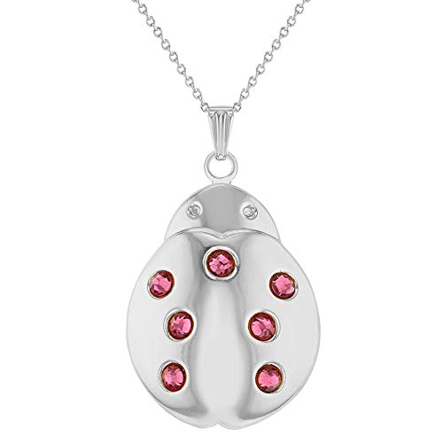 In Season Jewelry Silver Tone Ladybug Locket Pink Crystals Teens Girls Kids Necklace