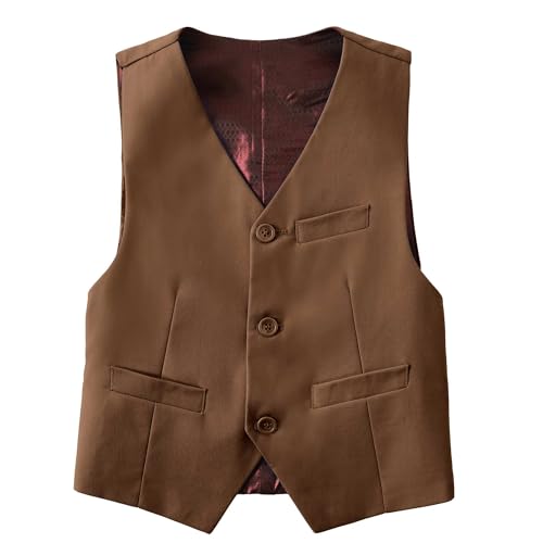 Boys Vests Slim Formal Suit Vest for Wedding Homecoming with Pockets