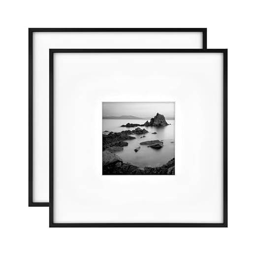 MCS Master & Co. Foundry Metal 18x18 Matted Picture Frame with 8x8 Photo Display, Black Vertical & Horizontal Wall Hanging Frame for Photos & Artwork (2-Pack)