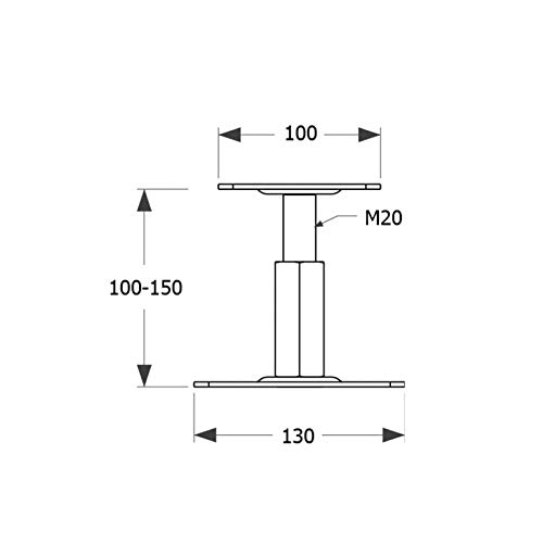 Heavy Duty Yellow Galvanised Adjustable 100-150mm Elevated Post Base Support for Pergola Terrace Gazebo (100mm x 130mm) - Image 3