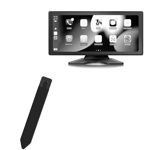BoxWave Stylus Pouch Compatible with cogamichi Portable Apple Carplay Car Screen (10.36 in) - Stylus PortaPouch, Stylus Holder Carrier Portable Self-Adhesive - Jet Black