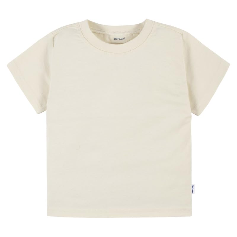 Image of Gerber Baby & Toddler 5-Pack Solid Short Sleeve T-Shirts Jersey 160 GSM