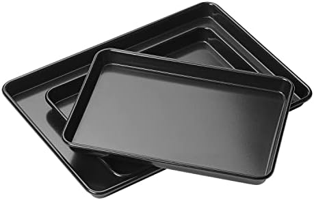 Tala Performance, Set 3 Baking Trays, Professional Gauge Carbon Steel with Eclipse Premuim Non-Stick Coating, Cooking and Roasting, One 34.5 x 24.4 cm Tray, Two 25 x 18 cm Trays