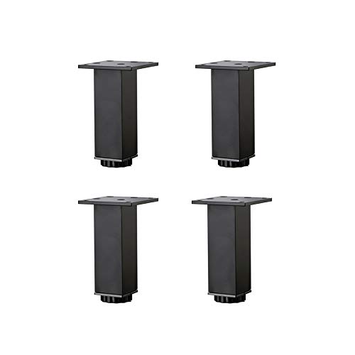 4X Patas De Gabinete,Pies De Mesa,Patas De Muebles,Piesde Apoyo Cuadradas,para Cama,Armario,Escritorio,Silla,Pies De Sofá De Altura Ajustable, Negro, Plateado, Varios Tamaños,Negro,35cm/13.8in Cover