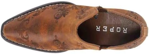 ROPER Womens Ava Embroidery Snip Toe Casual Boots Ankle Low Heel 1-2" - Brown - Size 7.5 M | Image 3