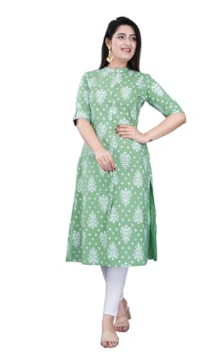 Image of Women Printed Collar Neck Half Sleeve Regular Fit Formal Kurti for Women's