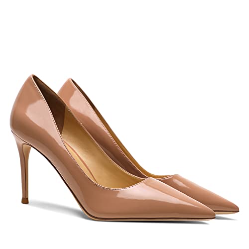 Lutalica W Women's Classic Pointed Toe Slip On 3.5 Inches Basic Medium High Heel Pumps Shoes for Work Party Wedding3