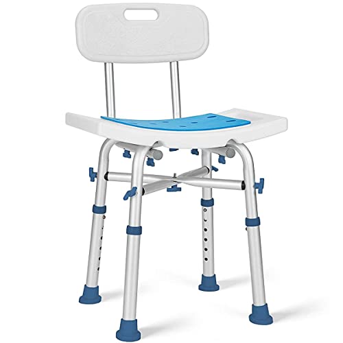 Greenchief 500 Lbs Adjustable Shower Chair With Back, Heavy Duty Eva Padded Bath Seat Medical Tool-Free & Greenchief Cushion For Shower Waterproof, Seat Foam Cushion With Hook, Bath Seat Cushion Mat #TOP1