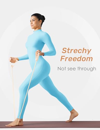 Image of speerise Women Bodysuit Rompers Long Sleeve Jumpsuits Leotards One Piece Tummy Control Yoga Workout Outfits