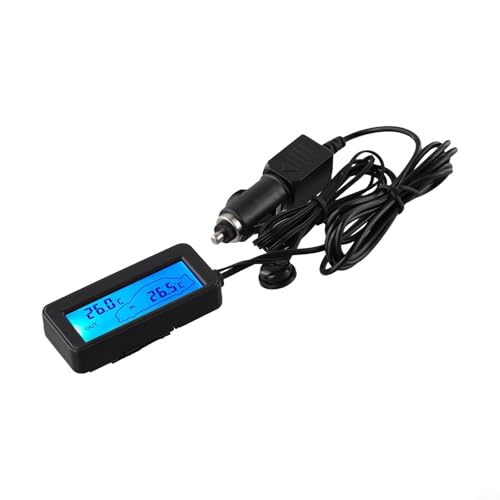 Entgoinggo Digitales Auto-Thermometer, Innen- und Außenthermometer, 12 V, 7,6 x 3,5 x 1,5 cm, Auto-Thermometer mit LCD-Digitalanzeige (blau)