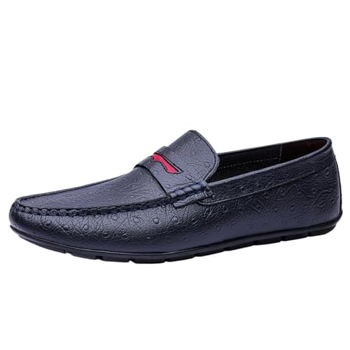 Men's Loafers Shoes Simple Leather Comfortable Anti-Slip Flat Heel Casual Outdoor Slip-ons for Traveling Driving Office and Work