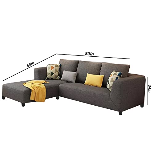 Image of Galib LHS 4 Seater L Shape Sofa Set for Living Room (Black Fabric)