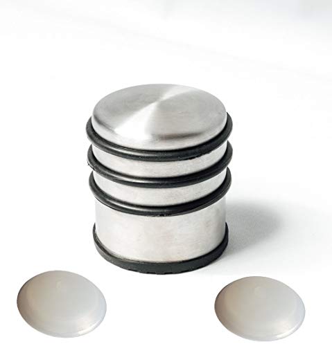 DOMTECH Juego de 3 topes para Puerta de Acero Inoxidable Macizo, Soporte para Puerta, 2 topes de Puerta universales, Amortiguador de Puerta