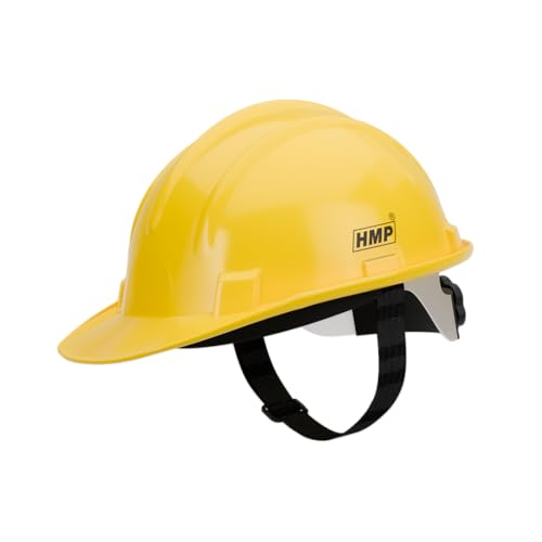 Image of HMP Industrial Construction Safety Helmet for Unisex | SIX Suspension with Ratchet Adjustment | ISI & EN Certified | Yellow