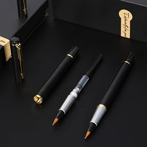 Mengdogge Portable Pocket Fountain Brush Pen Metal Calligraphy Pen Included Soft Fibre Tip, Ink Refill Converter And Gift Packing Pen Case Great For Beginner And Professional Artists #TOP5
