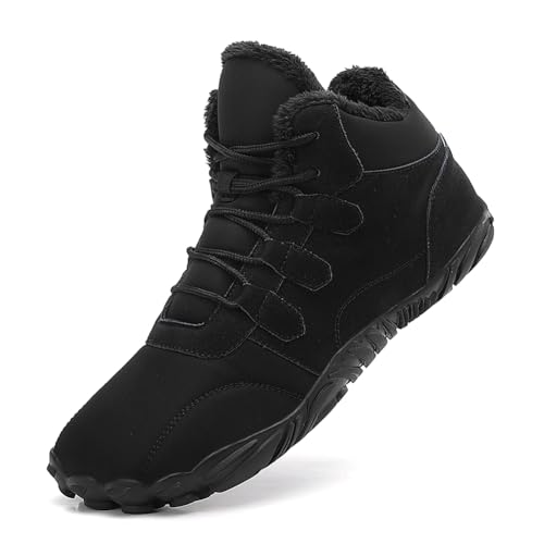 Image of HiGropcore Barefoot Snow Boots for Women Men, Warm Fur Lined Water Repellent Winter Barefoot Shoes, Wide Toe Box Lightweight Outdoor Ankle Boots