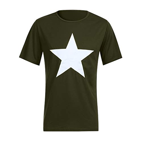 Bellelove Summer Tops,Men Simple Spring Five Star Print T-Shirt Comfy Short Sleeve O-Neck Tops Blouse T-Shirts
