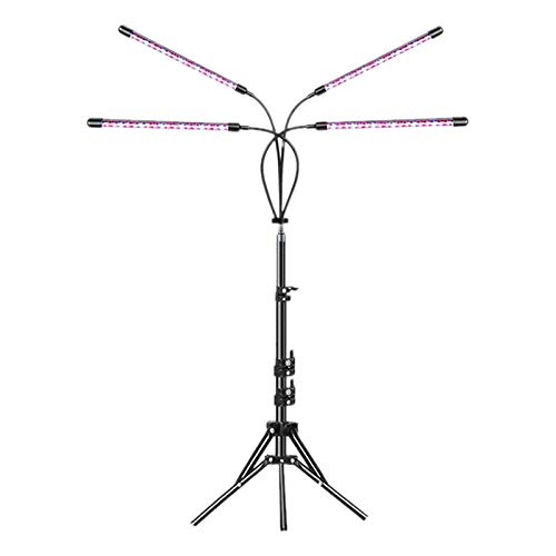 tellaLuna Cultivez la LumièRe avec Support pour Plante D'IntéRieur 4 TêTes Lampe de Croissance à LED avec TéLéCommande à Spectre Complet 3 Modes 9 Niveaux Cover