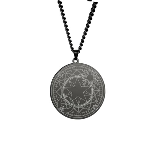 Amulette pentagramme magique vintage et collier chaîne de col porte-bonheur