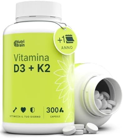 Vitamina D3 e K2 1000UI - 300 Compresse - 20 Mesi | Premium: MK-7 100% All-Trans Massima Biodisponibilità | Sostiene Ossa, Sistema Immunitario e Cuore Generico - integratore