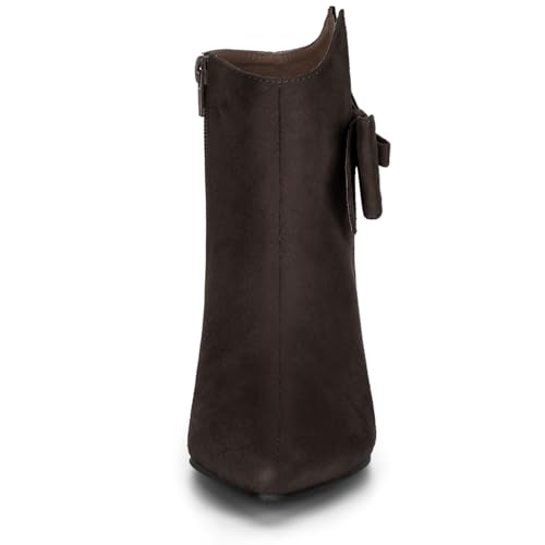 Allegra K Women's Point Toe Bow Stiletto Heel Ankle Boots3