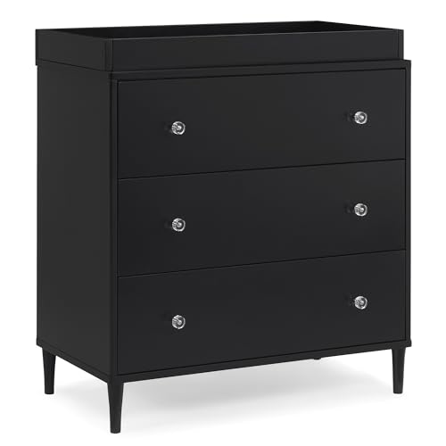 Delta Children Bowie 3 Drawer Dresser with Changing Top, Black Ebony
