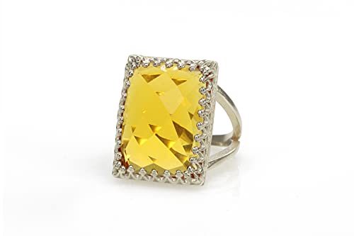 Bague Citrine Argent Femme Pierre Naissance Novembre Bijou Artisan