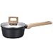 AGHH Mini Rondelek Non-stick zupa patelnia Ergonomiczna uchwyt ze stopu aluminiowa Milka mleka z hartowanym szklanym pokryciem imitacją drewna bukowego do gotowania mleka, sosów, makaronów, klusek