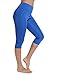 Price comparison product image STARBILD Ladies Black 3/4 Knee Length Cropped Trouser Capri Short Sport Seamless Compression Running Cycling Leggings Women High Waist Phone Pockets Workout Yoga Pants Summer Clothes Gym Shark Wear UK