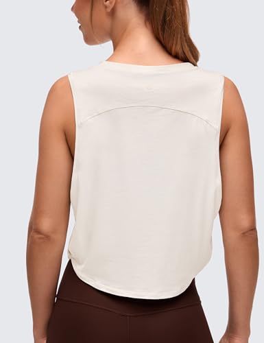 Image of CRZ YOGA Pima Cotton Dropped Armhole Tank | Workout, Naturally Soft, Loose Fit, Crop, Crewneck, Knotted Sides, Sleeveless Tops for Women