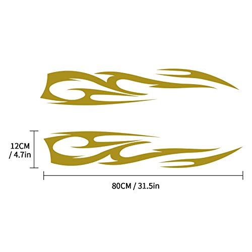 Ruiante Car Hood Stripe Sticker Flame Pattern Car Auto Racing Sport Body Side Stripe Decal Hood Bumper Stripe Decal Vinyl Modified Stripe Decals Decoration For Universal Car (2Pc Gold) #TOP1