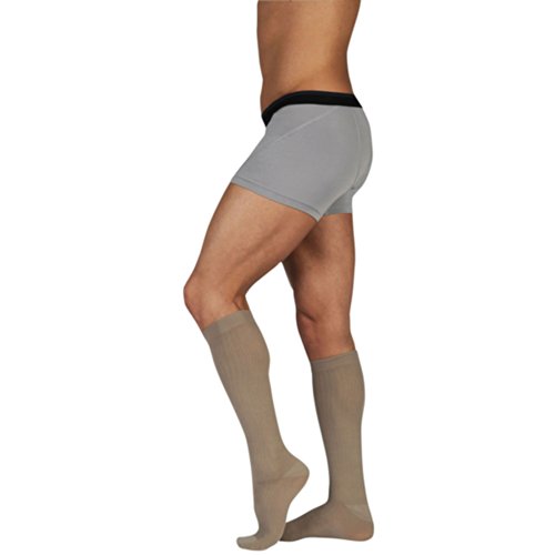 Image of Juzo Dynamic Men's Cotton Closed Toe Compression Knee High, 20-30 mmHg - Breathable Cotton & Nylon Fabric, Compression Therapy for Poor Circulation, Made in the USA
