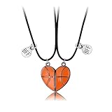 [JUNENTER] ベストフレンズ ネックレス 2人用 幾何学模様 お揃い バスケットボール ラブハートネックレス 女性 男性 スポーツ愛好家 ジュエリーギフト