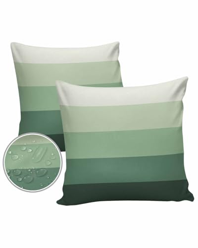 Green Grey Outdoor Pillow Covers Waterproof,All Weather Cushion Case Set of 2 Decorative Pillowcases for Sofa Couch Bed Decor Patio Furniture 26
