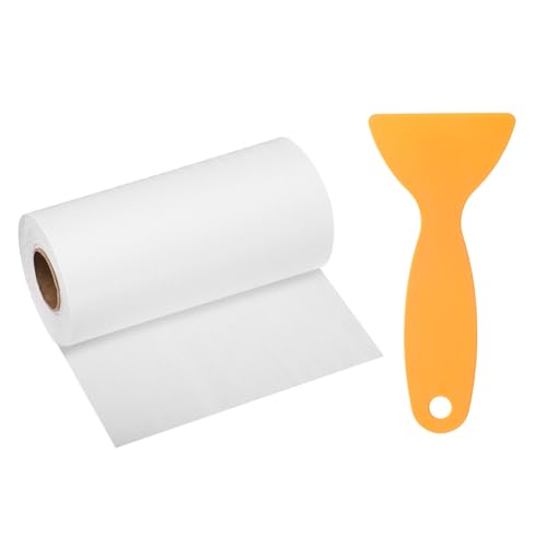 Image of HARFINGTON Wood Grain Repair Tape 4 Inch x 33ft Self Adhesive Repair Patch Tape Simulated Wooden Floor Tapes with Plastic Scraper for Tables Doors Windows Furniture, White Wood