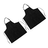 Delantal de chef, transpirable, ajustable, correa para el cuello, delantal de cocina, ligero, 2 piezas, impermeable, suave, con bolsillo para hornear, Negro, 24 * 20 * 3cm