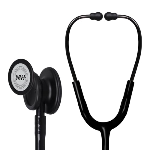 Image of MaiWieel-Classic Monitoring Stethoscope Professional Dual Head All Black Stethoscopes For Nurse,Doctor,Vet,Home Medical,EMT,Double-Sided Stainless Chestpiece,Flexible Tubing & Soft Sealing Eartips(Titanium Black)