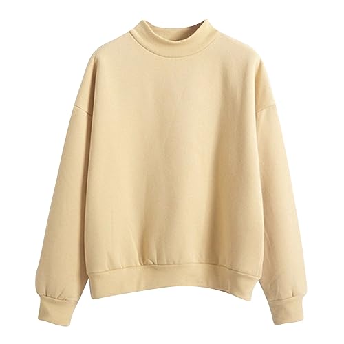 TRIGLICOLEUM - Black Friday Offres 2024 T-shirt à manches longues pour femme Couleur unie Pull de Noël à manches longues en coton Col rond Pull Hauts d'hiver Élégant Haut Sweatshirts sans capuche Sweater, Jaune #02,