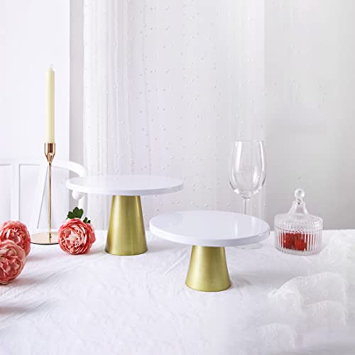 2Pcs Modern Metal White-Gold Cake Stands Plate Set, Dessert And Cupcake Serving Display For Weddings, Parties, Or Modern Home Decor #TOP3