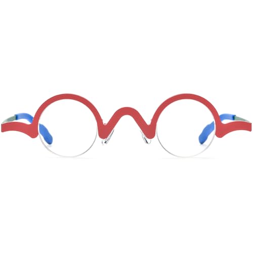 Image of FONEX Colorful Pure Titanium Glasses Frame Women Retro Round Eyeglasses