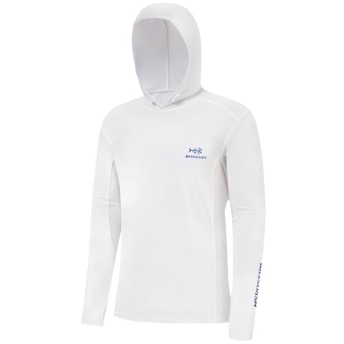 Bassdash Hombres UPF 50+ Cordón Pesca Sudadera con Capucha Camisetas UV Protección Solar Manga Larga Senderismo al Aire Libre Camisetas con Capucha FS33M