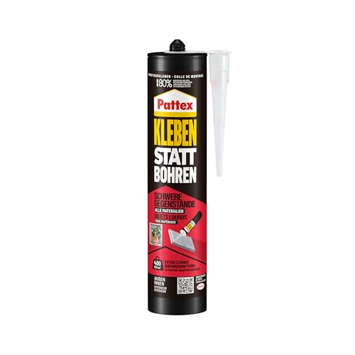 Pattex Kleben statt Bohren Schwere Gegenstände Montagekleber & Baukleber mit hoher Anfangshaftung starker Kleber für fast alle Untergründe flexibler Alleskleber 1x440g Kartusche