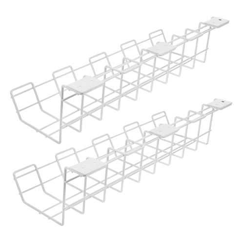 Étagère de Gestion des Câbles en Fer Blanc Compacte pour Multiprises sous Bureau Lot de 2