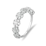 Aotiwe Juego de anillos para mujer, anillos de banda para mujer, flores con moissanita, joyería de oro amarillo para mujer, O 1/2, Oro blanco de 14 quilates, Moissanita