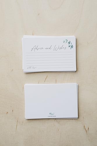 Watercolor Advice and Wishes Cards, 50 Pack,Double Sided,4x6, Uncoated, Heavyweight Card Stock, Ideal for Weddings,Bridal Showers, Baby Showers, Thanksgiving, Christmas, other Parties and Celebrations