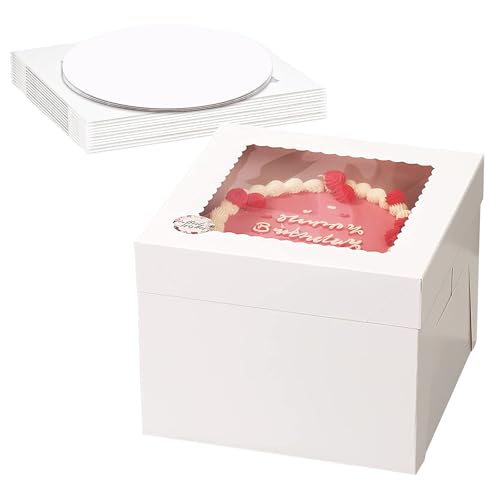 MFUSUL Boîte de transport pour gâteaux Lot de 3 25,4x25,4x20,3cm avec fenêtre transparente, 3...