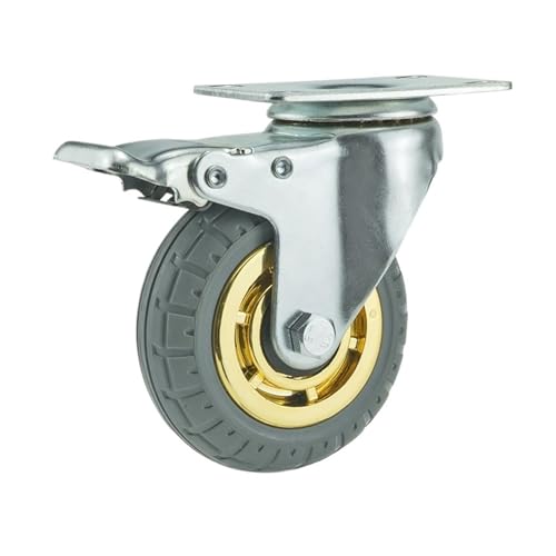 1個キャスター 荷重 ゴム製回転式 家具用ホイール ムーバー 静音棚 手押し車 カート ハードウェア トランスポーター タイヤトロリー(1pc Brake Wheel,3 inch)